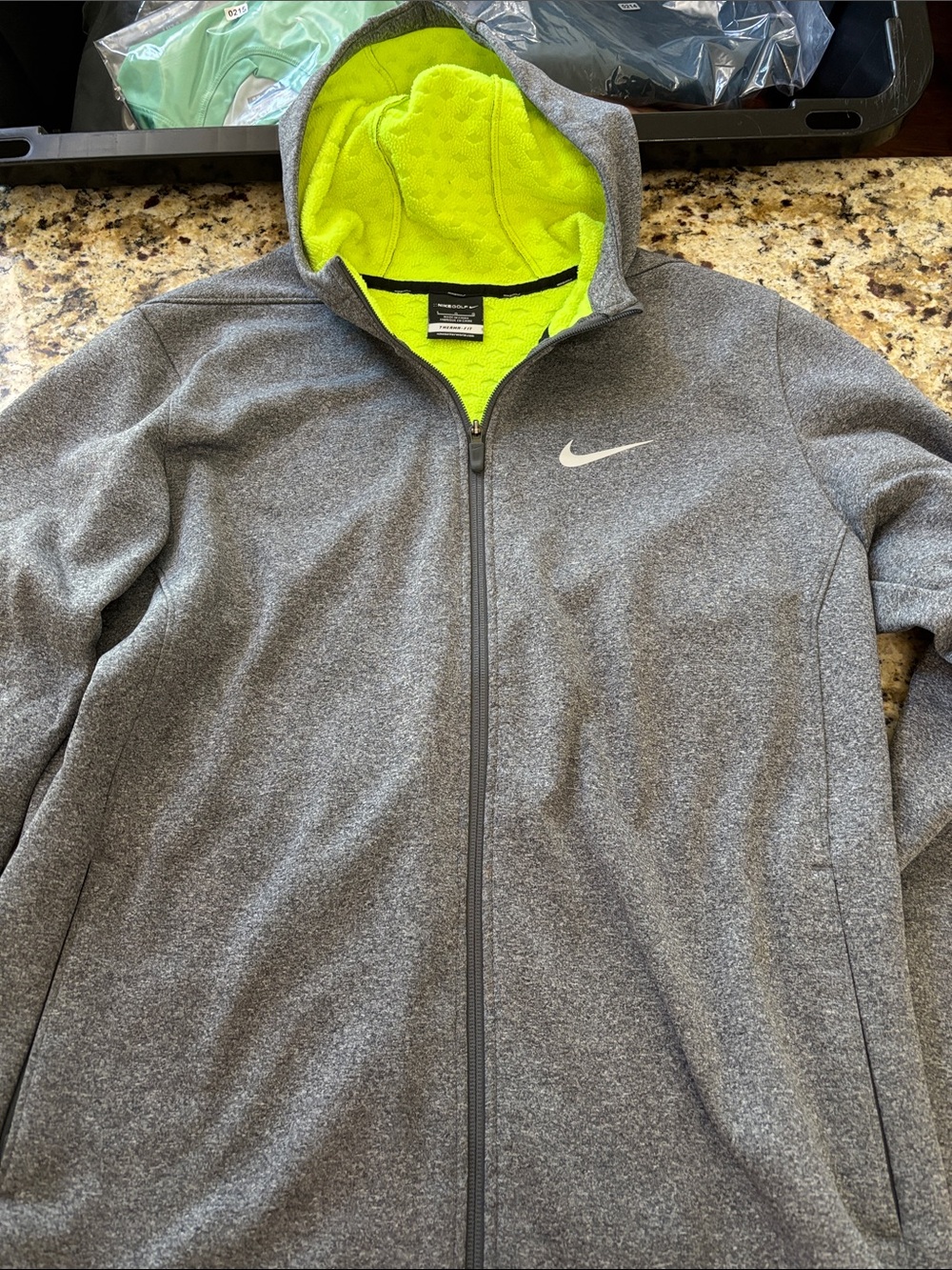 Nike Grey Jacket with Neon Lime Hood Lining